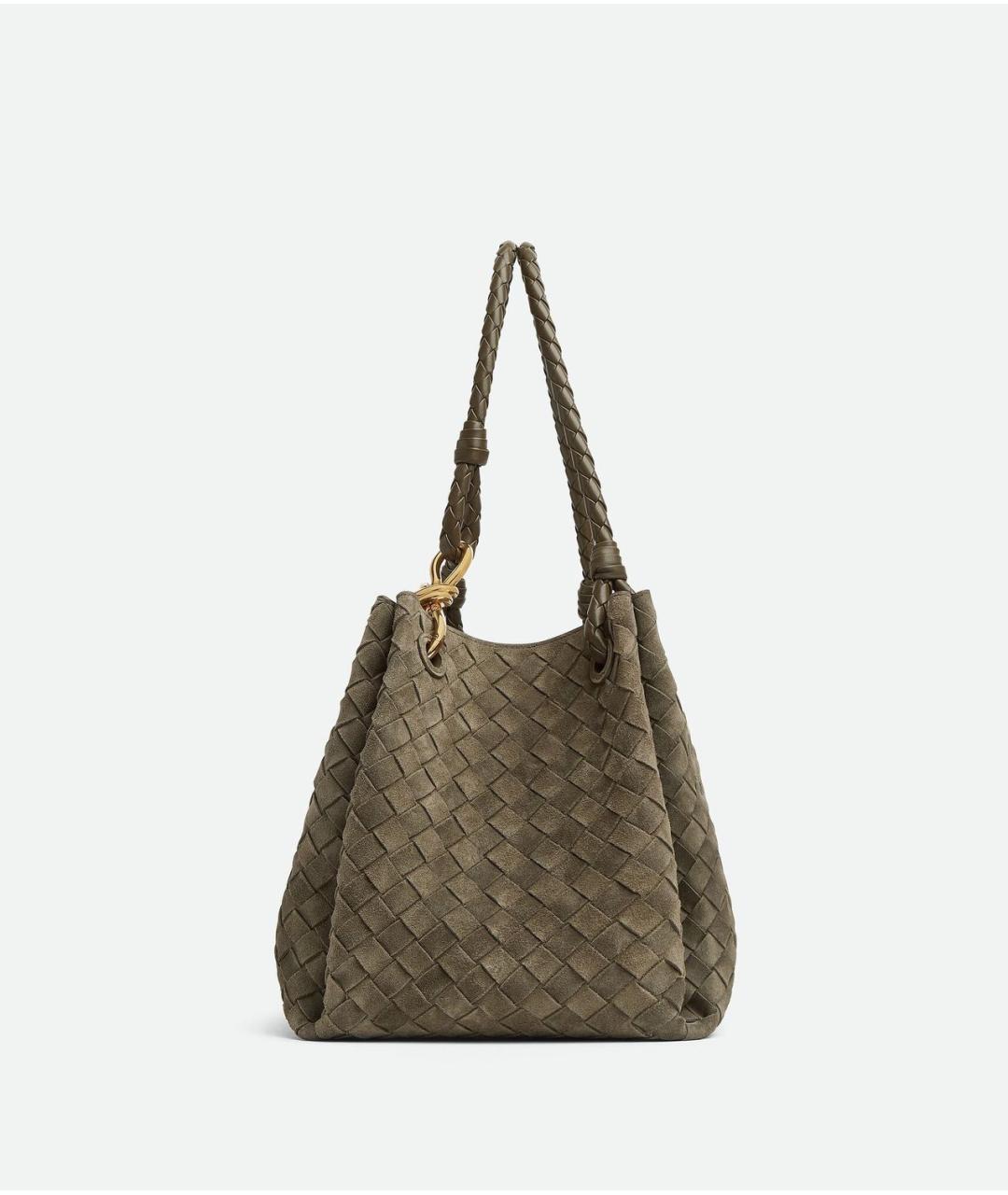 BOTTEGA VENETA Зеленая замшевая сумка тоут, фото 3