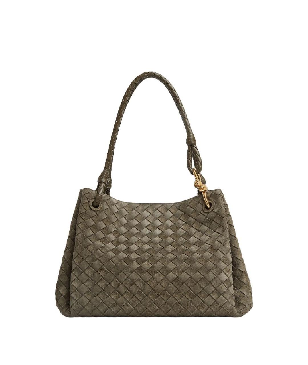 BOTTEGA VENETA Зеленая замшевая сумка тоут, фото 1