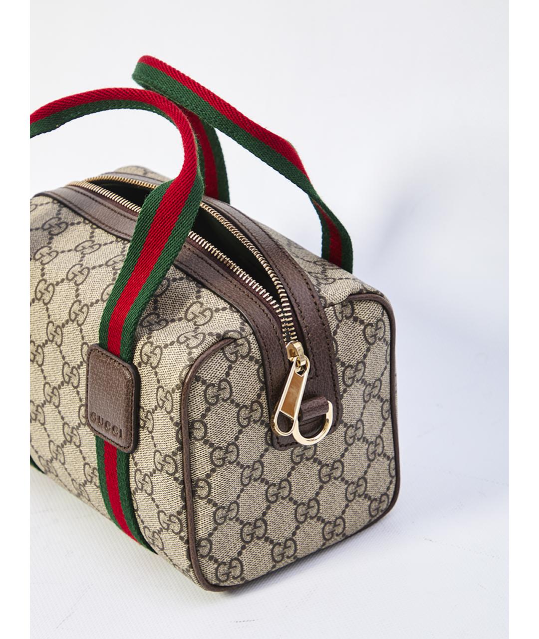 GUCCI Бежевая канва сумка с короткими ручками, фото 4