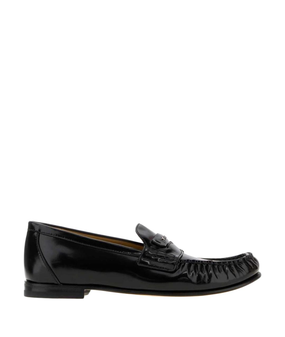 FENDI Черные кожаные лоферы, фото 1