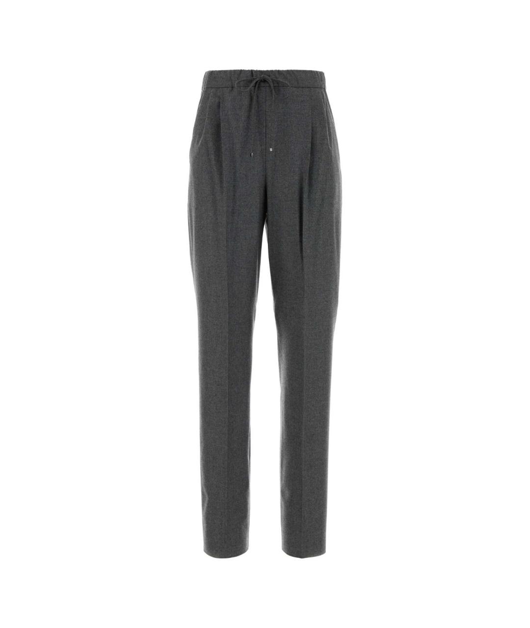 MAX MARA Серые кашемировые прямые брюки, фото 1