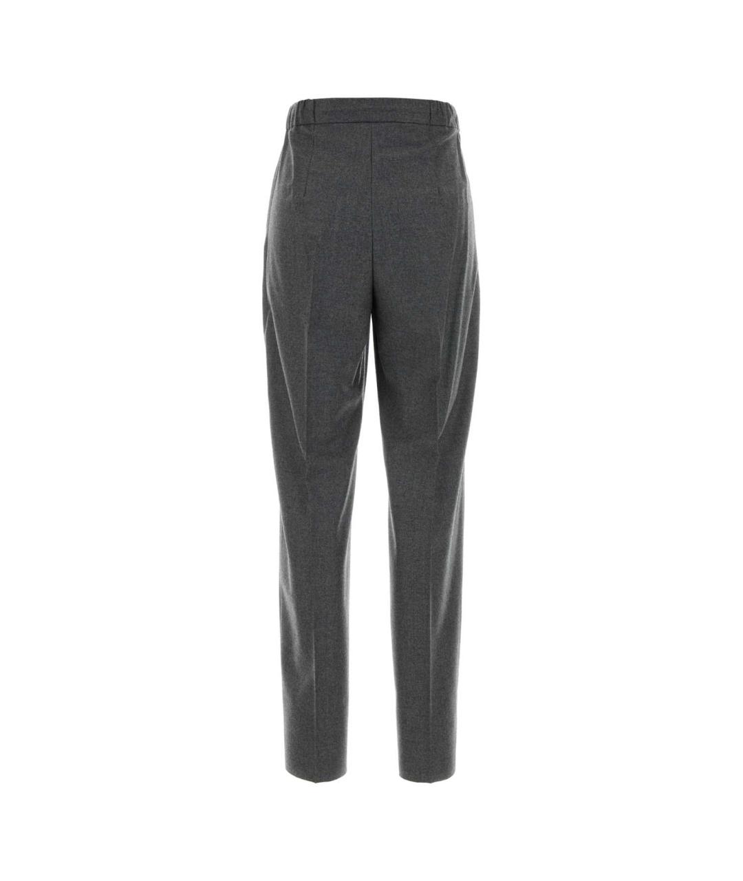 MAX MARA Серые кашемировые прямые брюки, фото 2