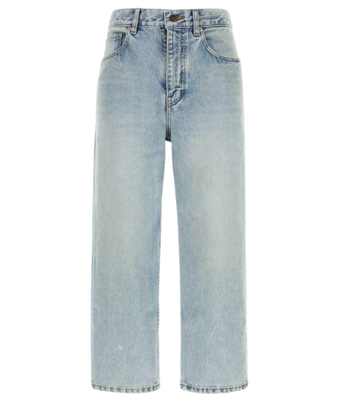 BALENCIAGA Голубые хлопковые прямые джинсы, фото 1