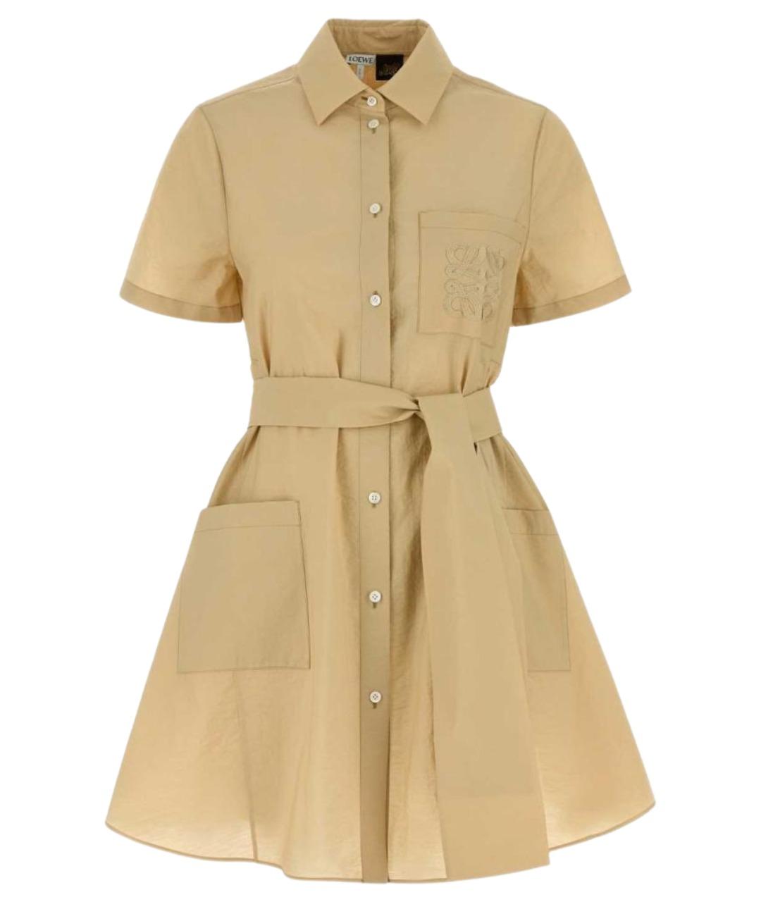 LOEWE Бежевое хлопковое повседневное платье, фото 1