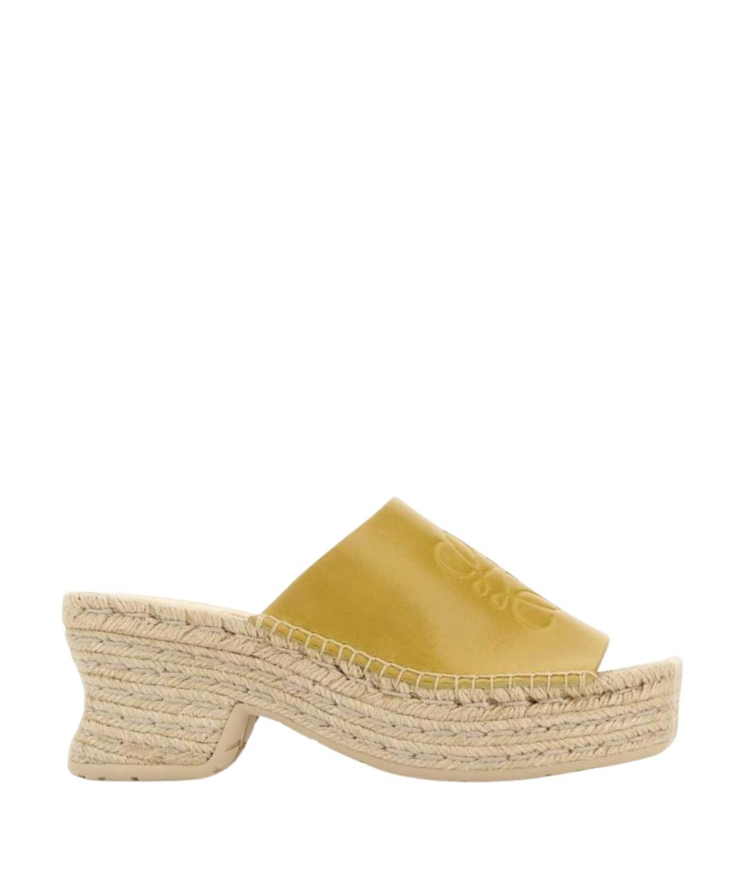 LOEWE Желтые кожаные сабо, фото 1