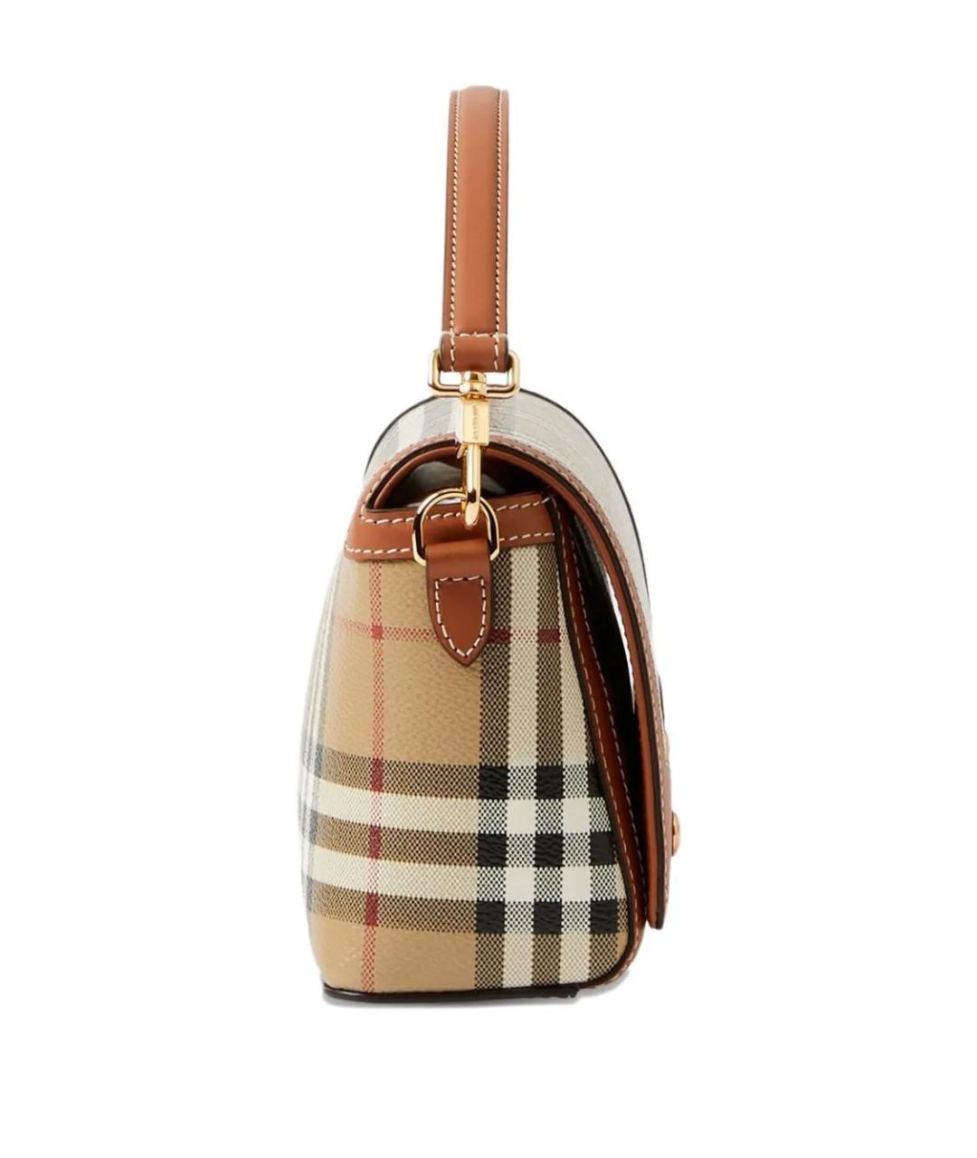 BURBERRY Бежевая синтетическая сумка с короткими ручками, фото 3