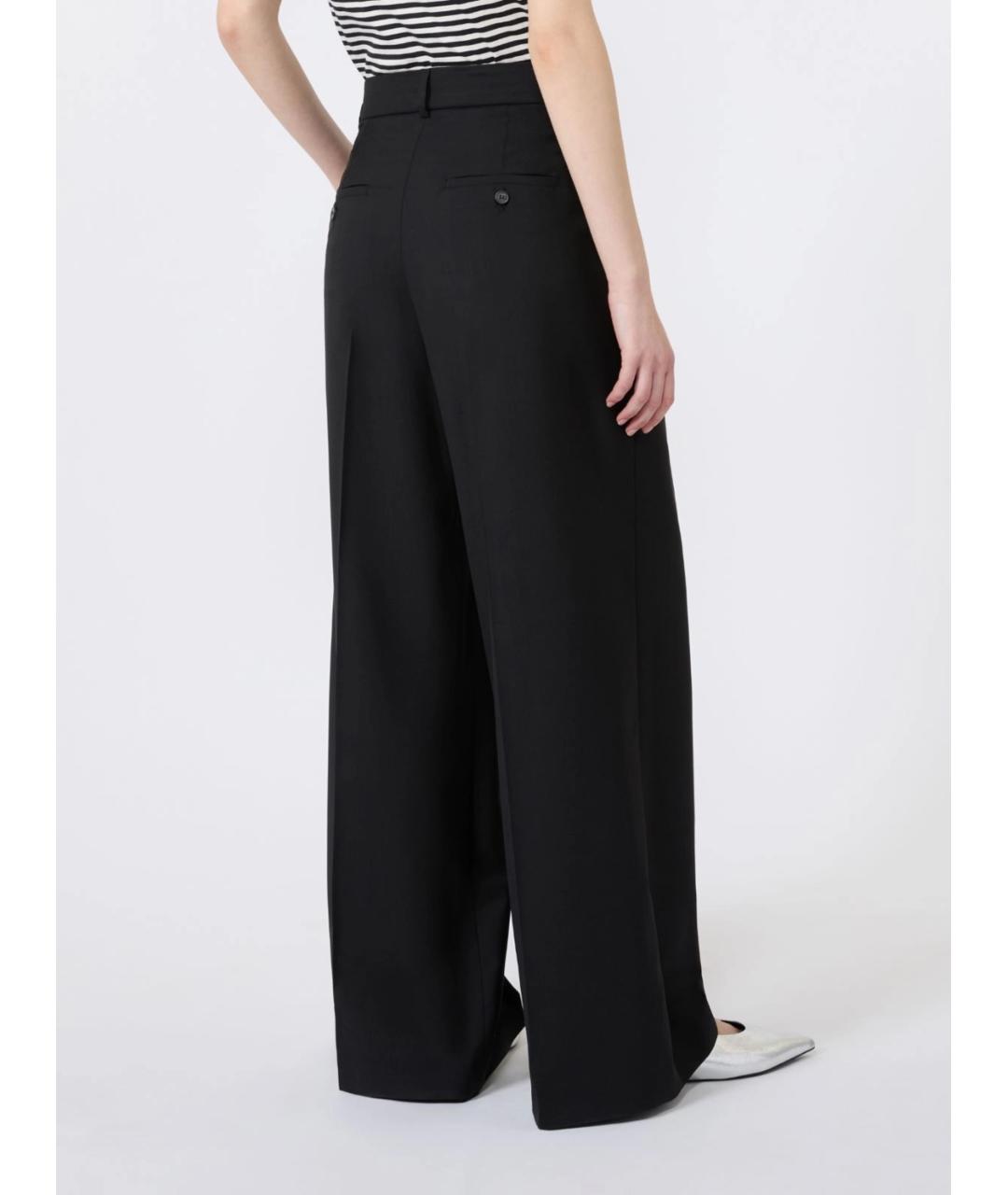 WEEKEND MAX MARA Черные шерстяные прямые брюки, фото 3