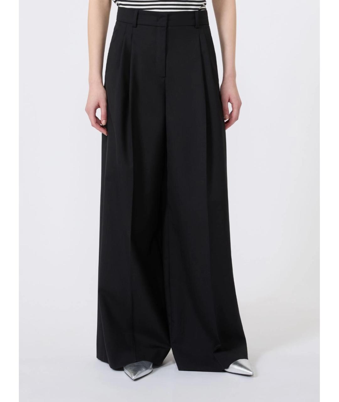 WEEKEND MAX MARA Черные шерстяные прямые брюки, фото 2