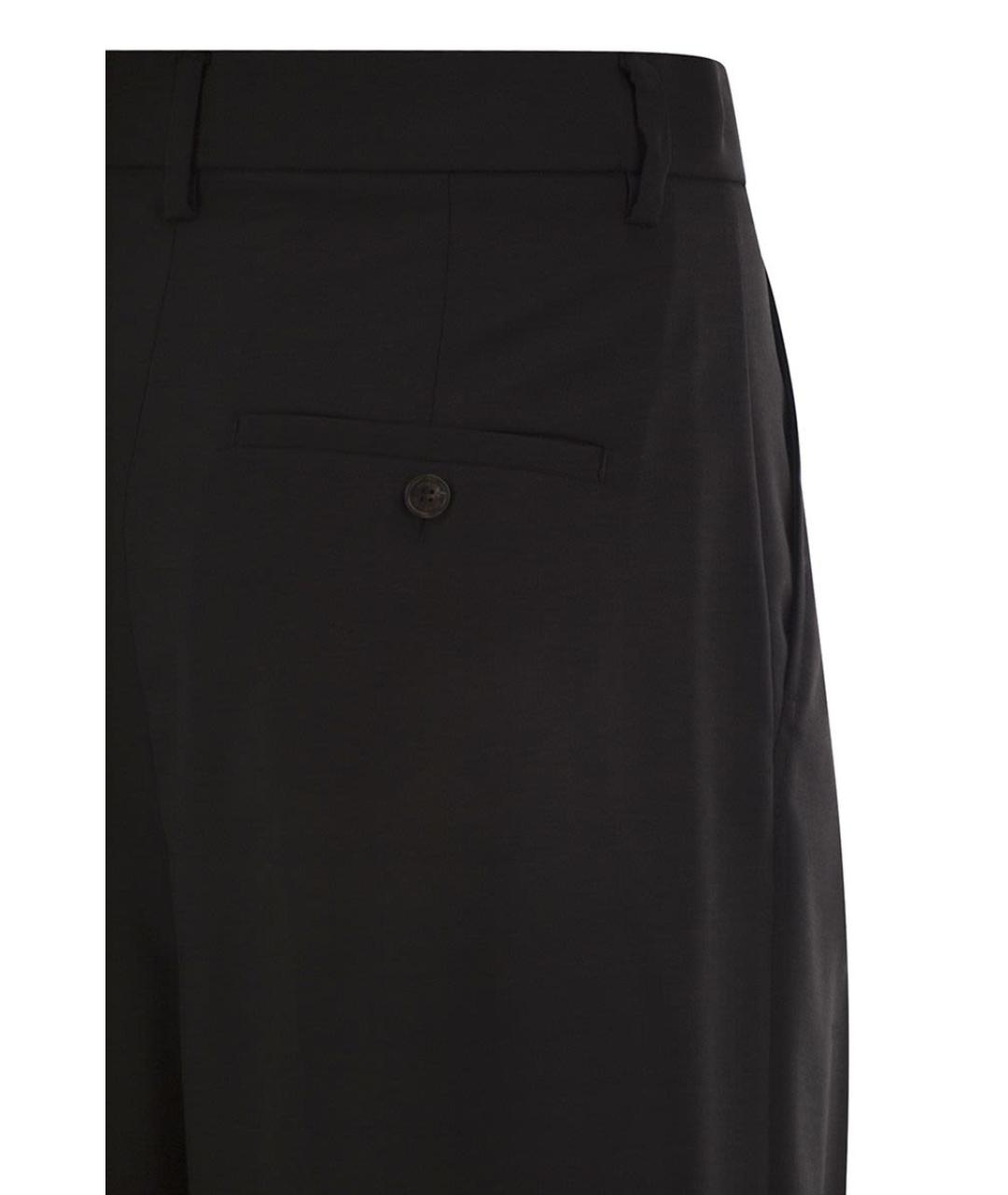 WEEKEND MAX MARA Черные шерстяные прямые брюки, фото 4