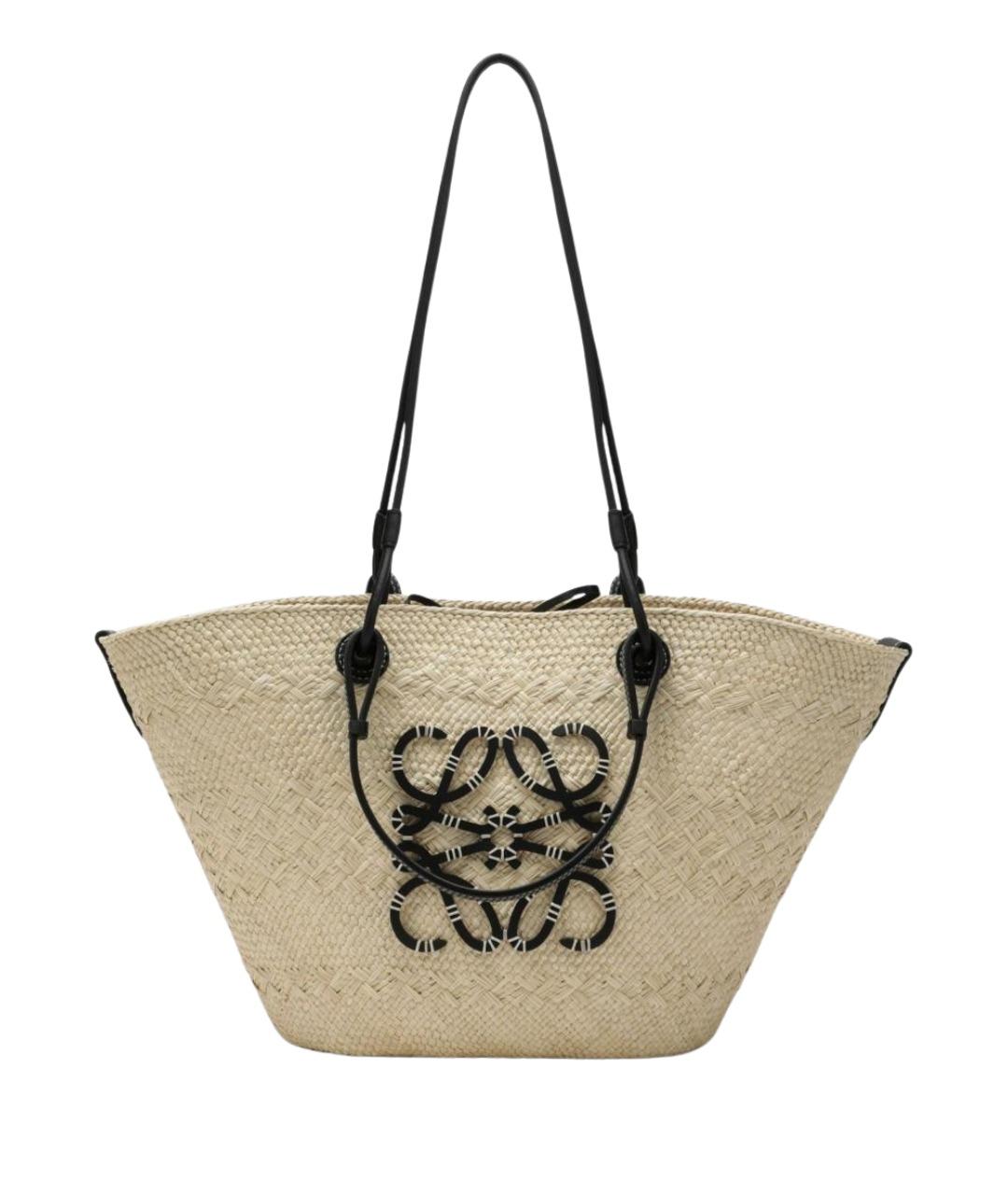 LOEWE Бежевая рафия сумка тоут, фото 1