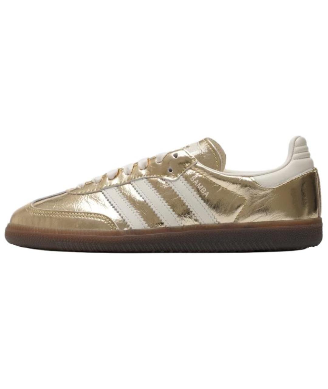 ADIDAS Золотые кожаные кеды, фото 2