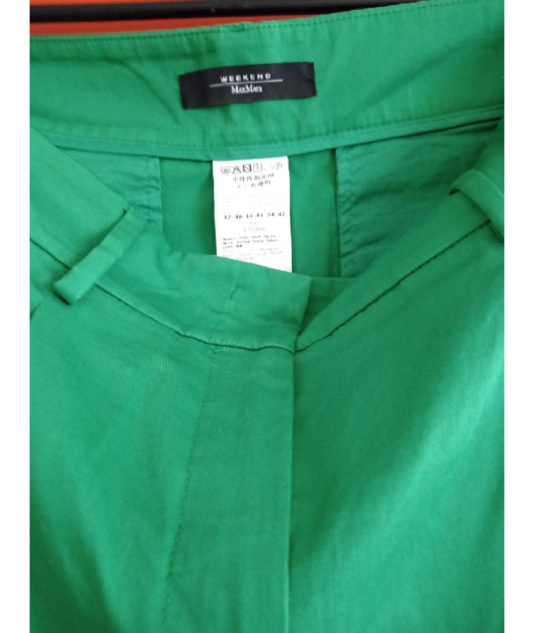 MAX MARA Зеленые хлопковые брюки широкие, фото 2