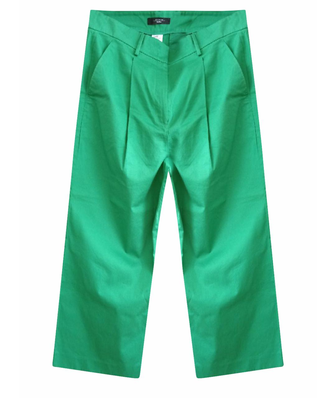 MAX MARA Зеленые хлопковые брюки широкие, фото 1