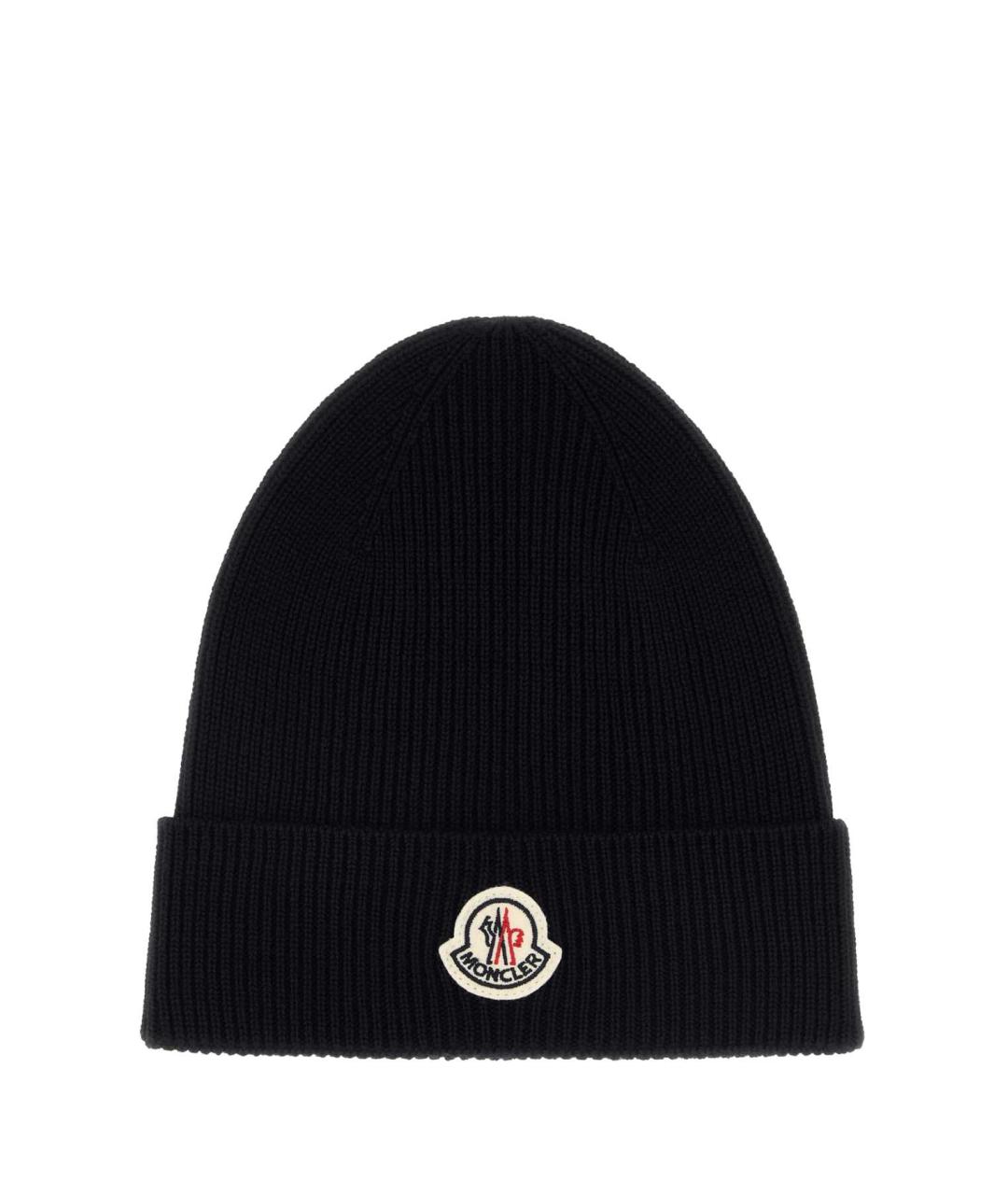 MONCLER Черная шерстяная шапка, фото 1