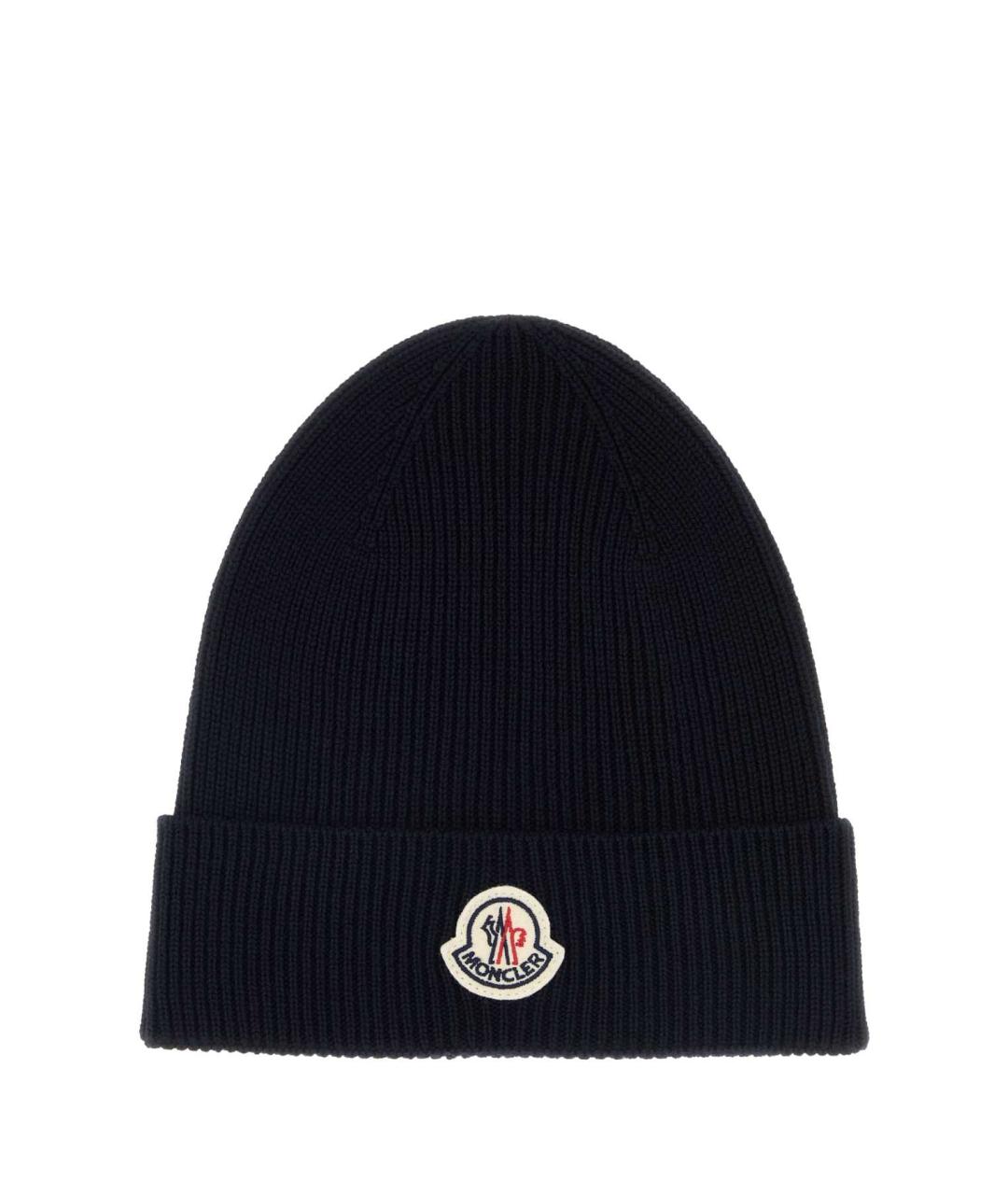 MONCLER Синяя шерстяная шапка, фото 1