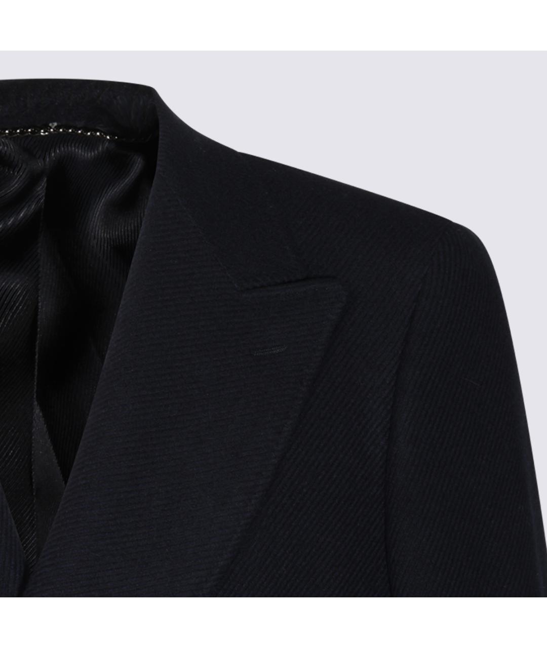 CANALI Темно-синее шерстяное пальто, фото 4