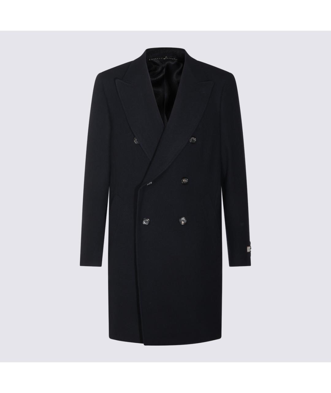 CANALI Темно-синее шерстяное пальто, фото 5