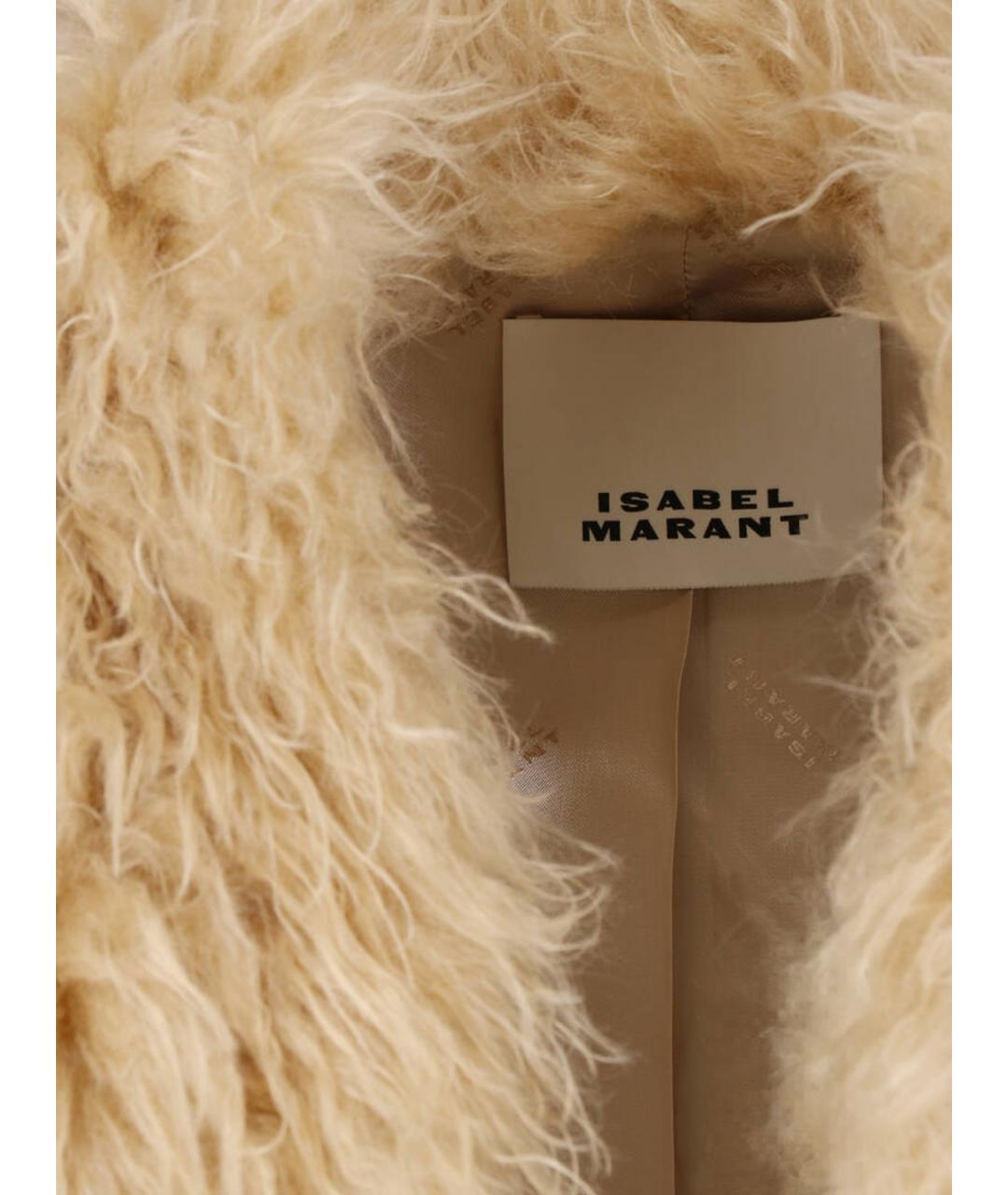 ISABEL MARANT Бежевая полиэстеровая шуба, фото 5