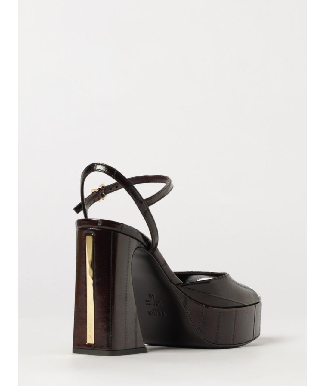 FENDI Коричневые кожаные туфли, фото 3
