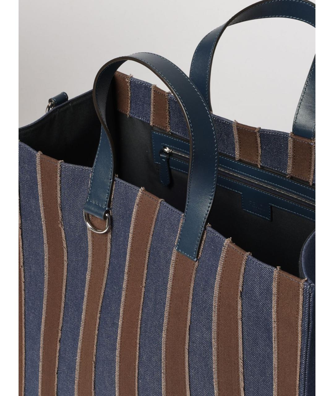 FENDI Синяя хлопковая сумка тоут, фото 4