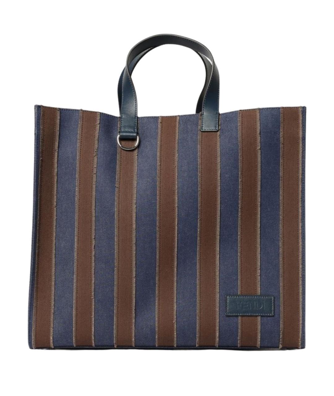 FENDI Синяя хлопковая сумка тоут, фото 1