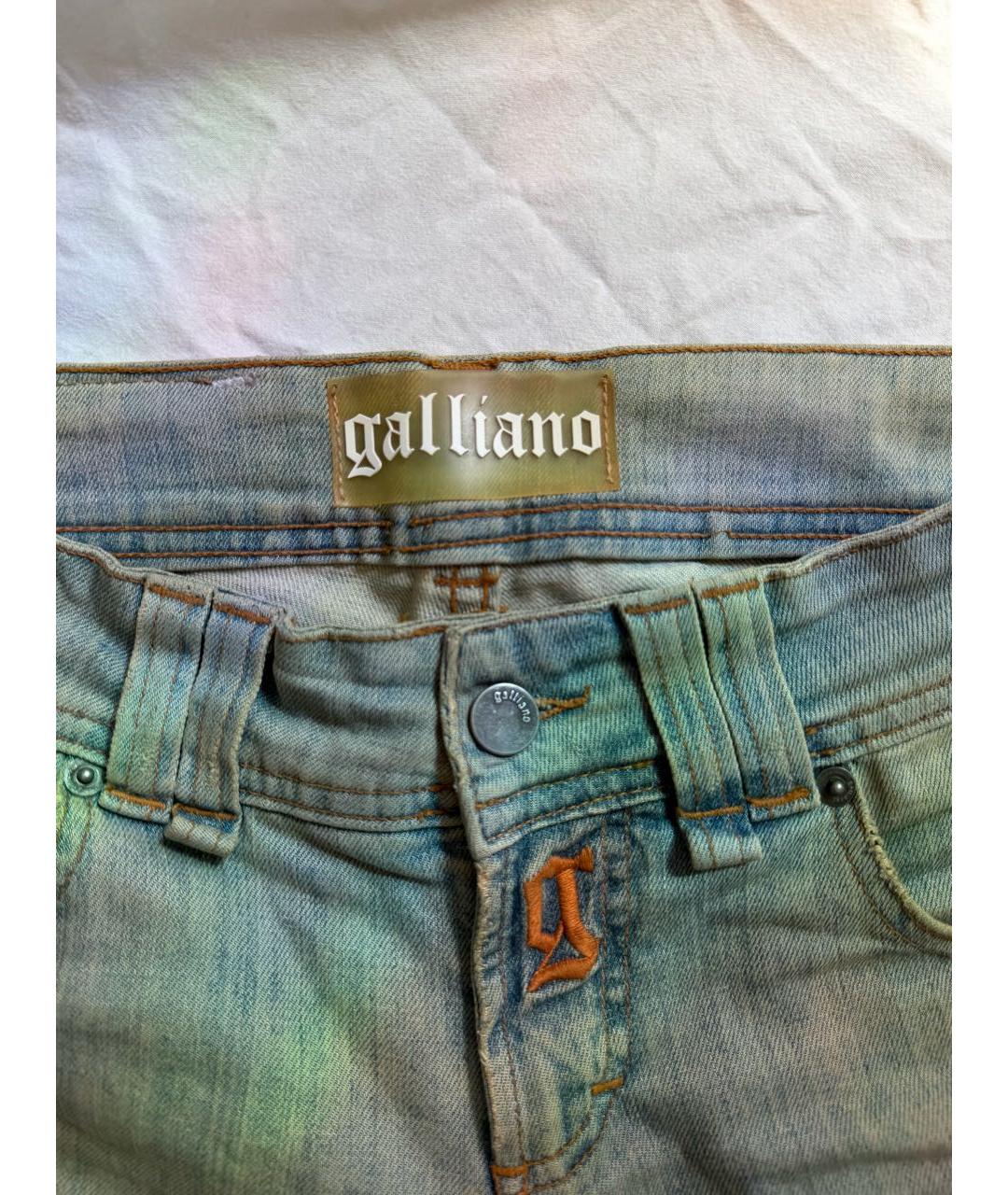 JOHN GALLIANO Голубые хлопковые прямые джинсы, фото 4