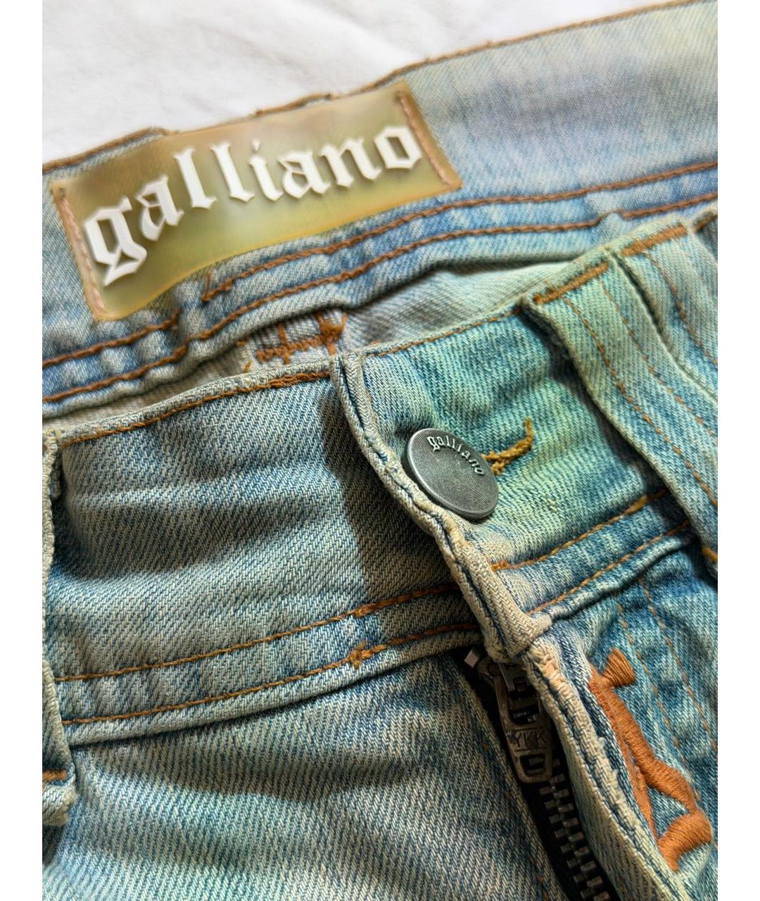JOHN GALLIANO Голубые хлопковые прямые джинсы, фото 5