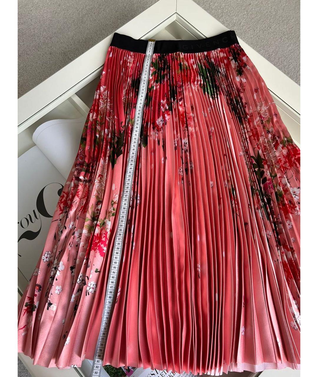 GIVENCHY Коралловая полиэстеровая юбка миди, фото 4