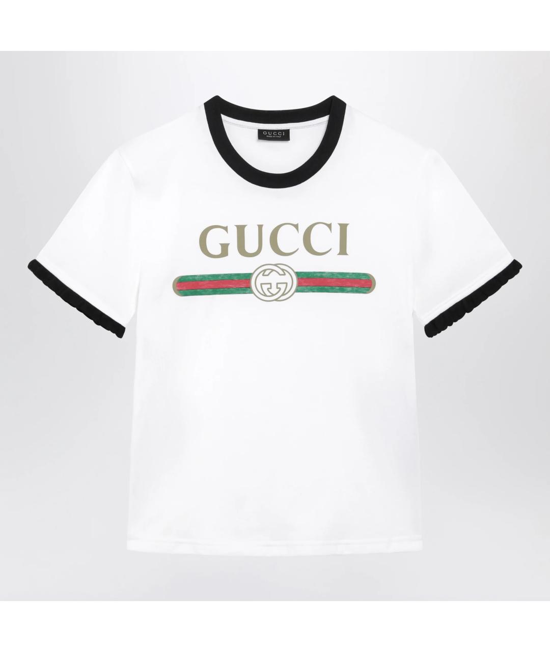 GUCCI Белая хлопковая футболка, фото 3