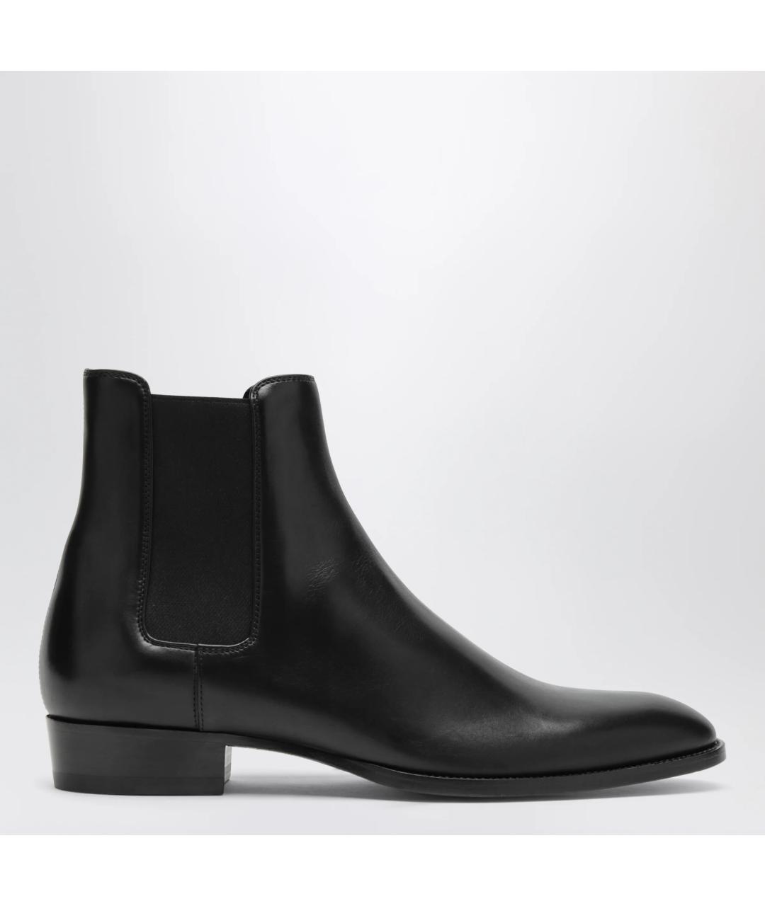 SAINT LAURENT Черные кожаные высокие ботинки, фото 3