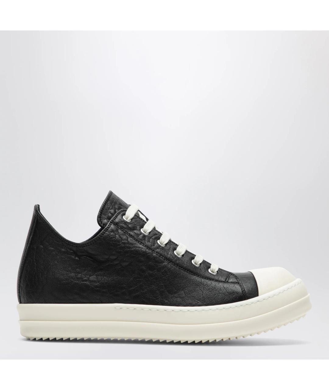 RICK OWENS Черные кожаные низкие кроссовки / кеды, фото 3