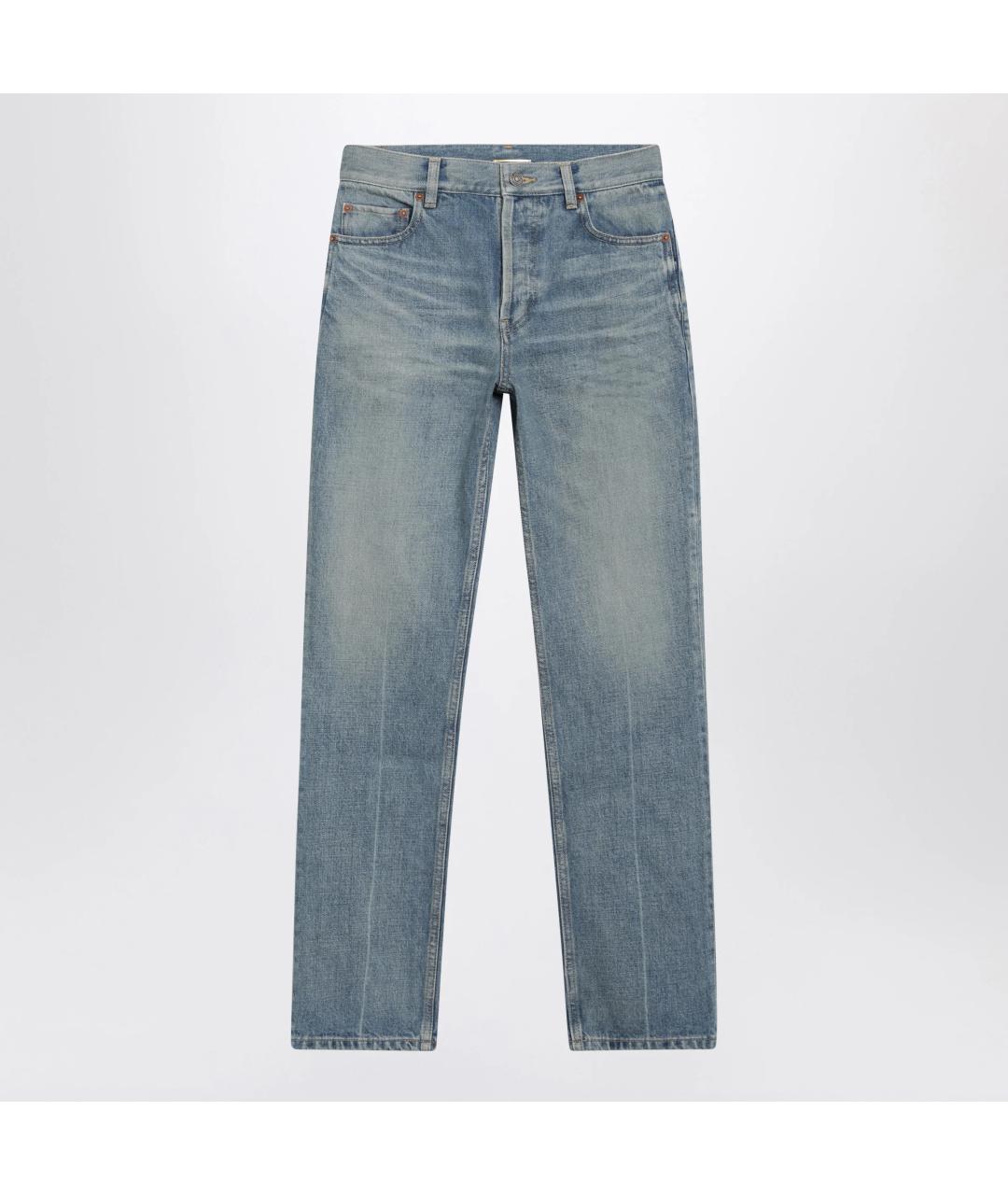 SAINT LAURENT Синие хлопковые прямые джинсы, фото 3