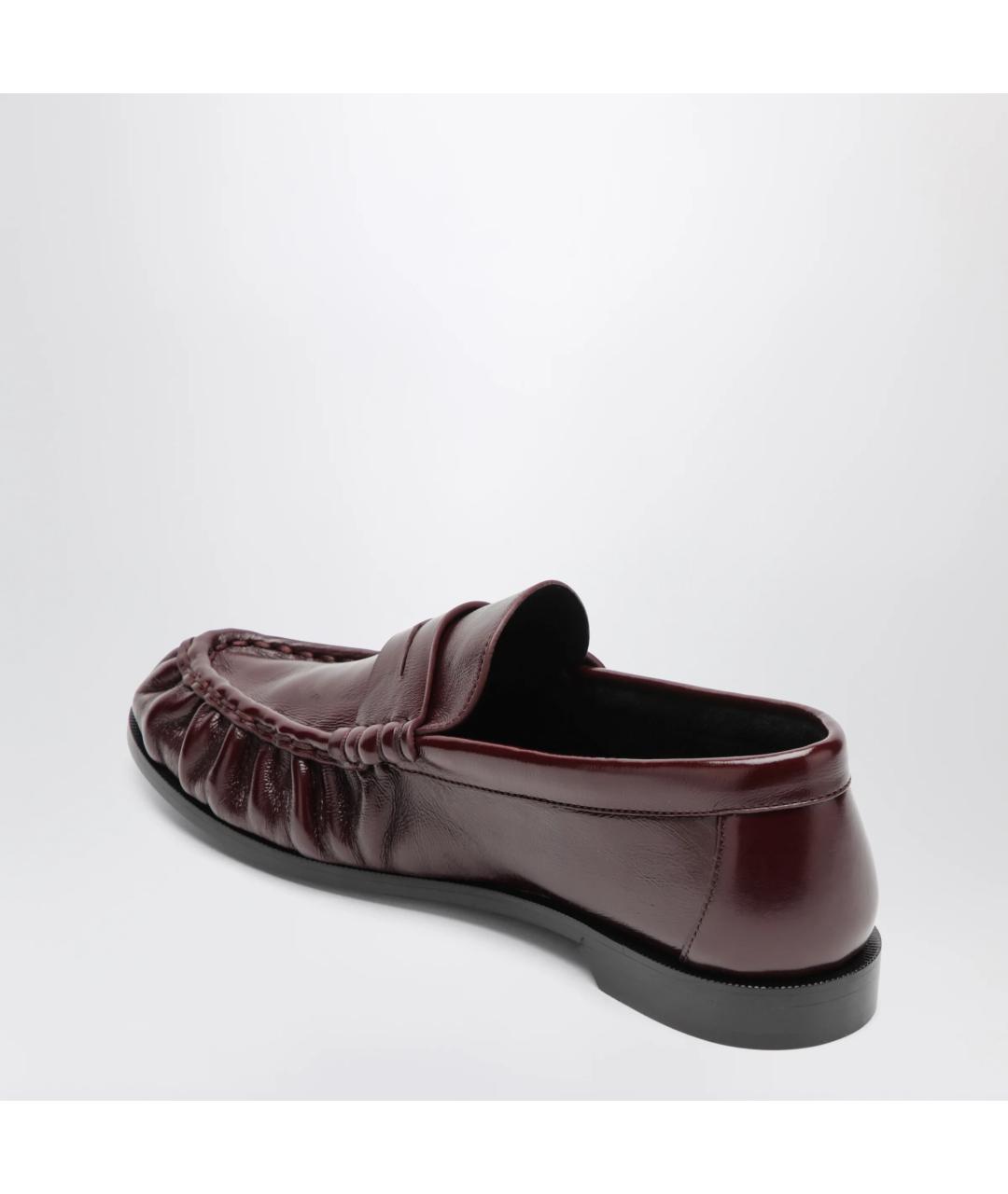 SAINT LAURENT Бордовые кожаные лоферы, фото 2