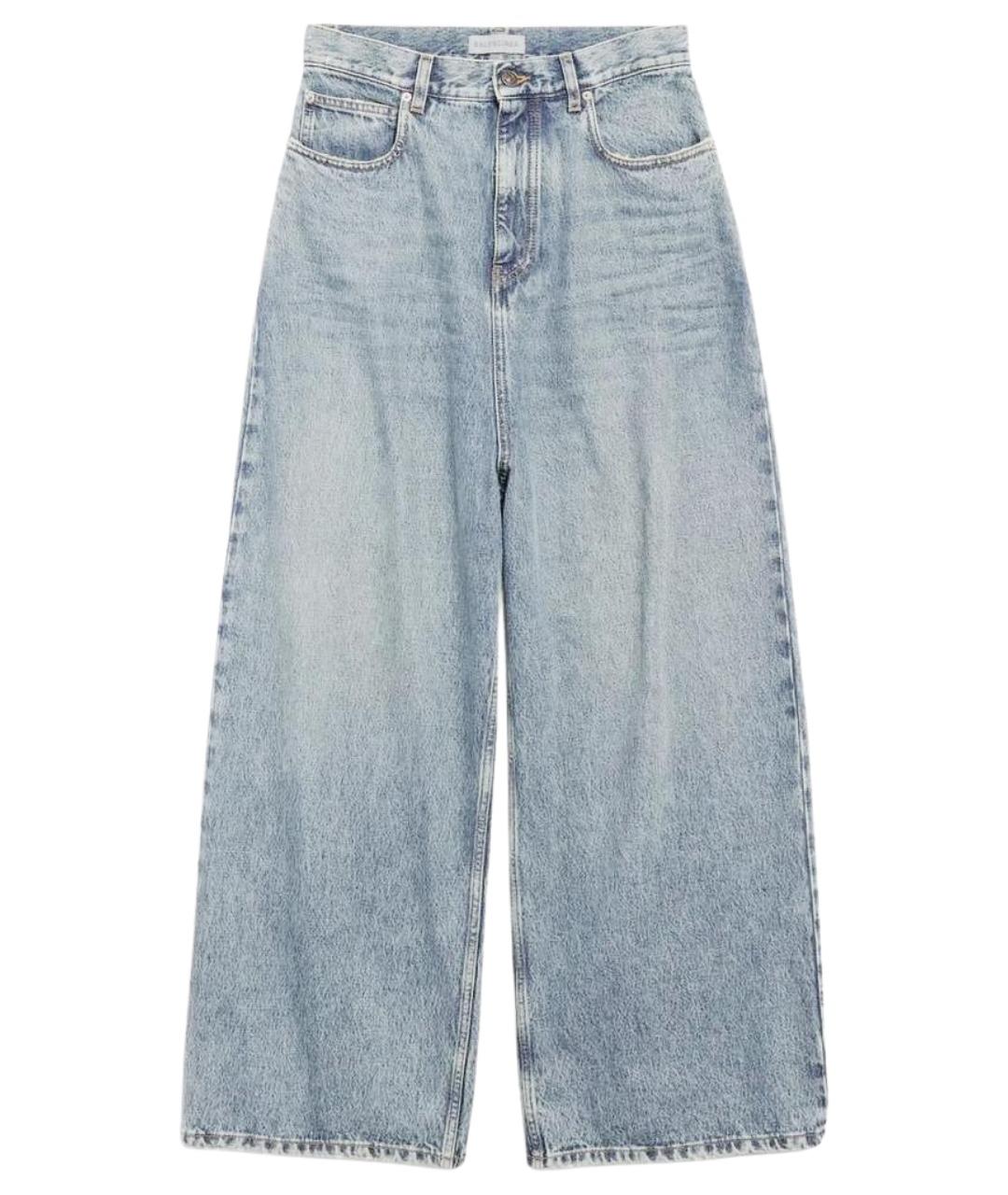 BALENCIAGA Голубые хлопковые прямые джинсы, фото 1