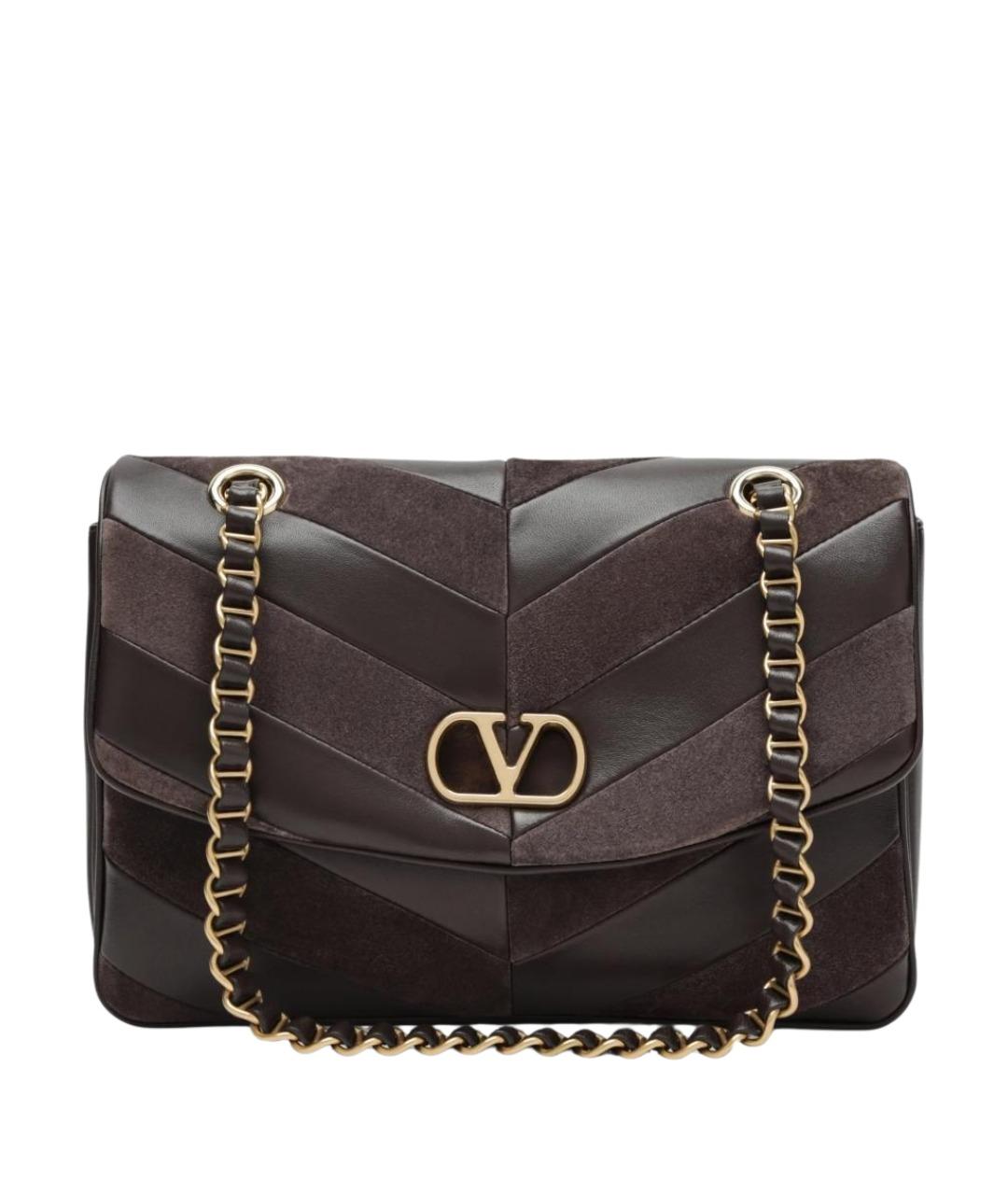 VALENTINO Коричневая кожаная сумка через плечо, фото 1