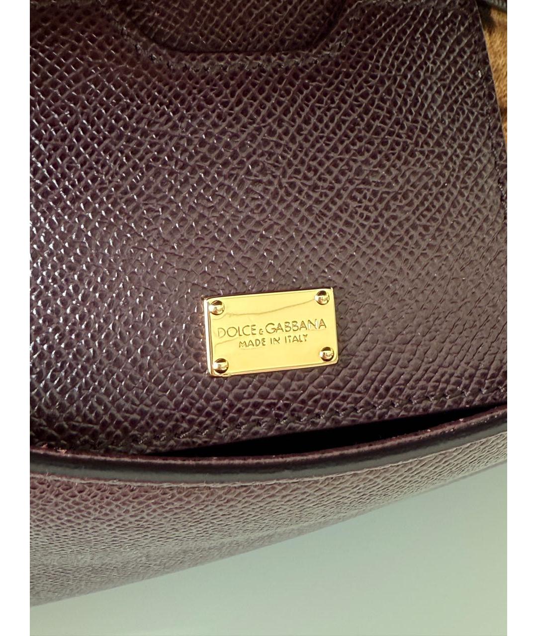 DOLCE&GABBANA Бордовая кожаная сумка с короткими ручками, фото 6