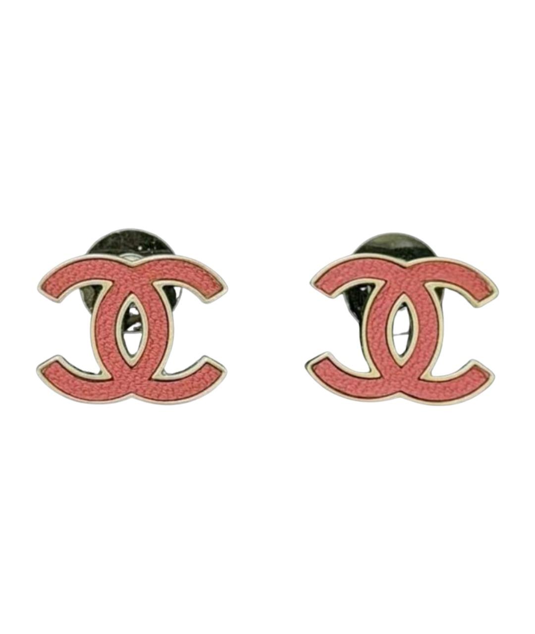 CHANEL Розовые металлические серьги, фото 1
