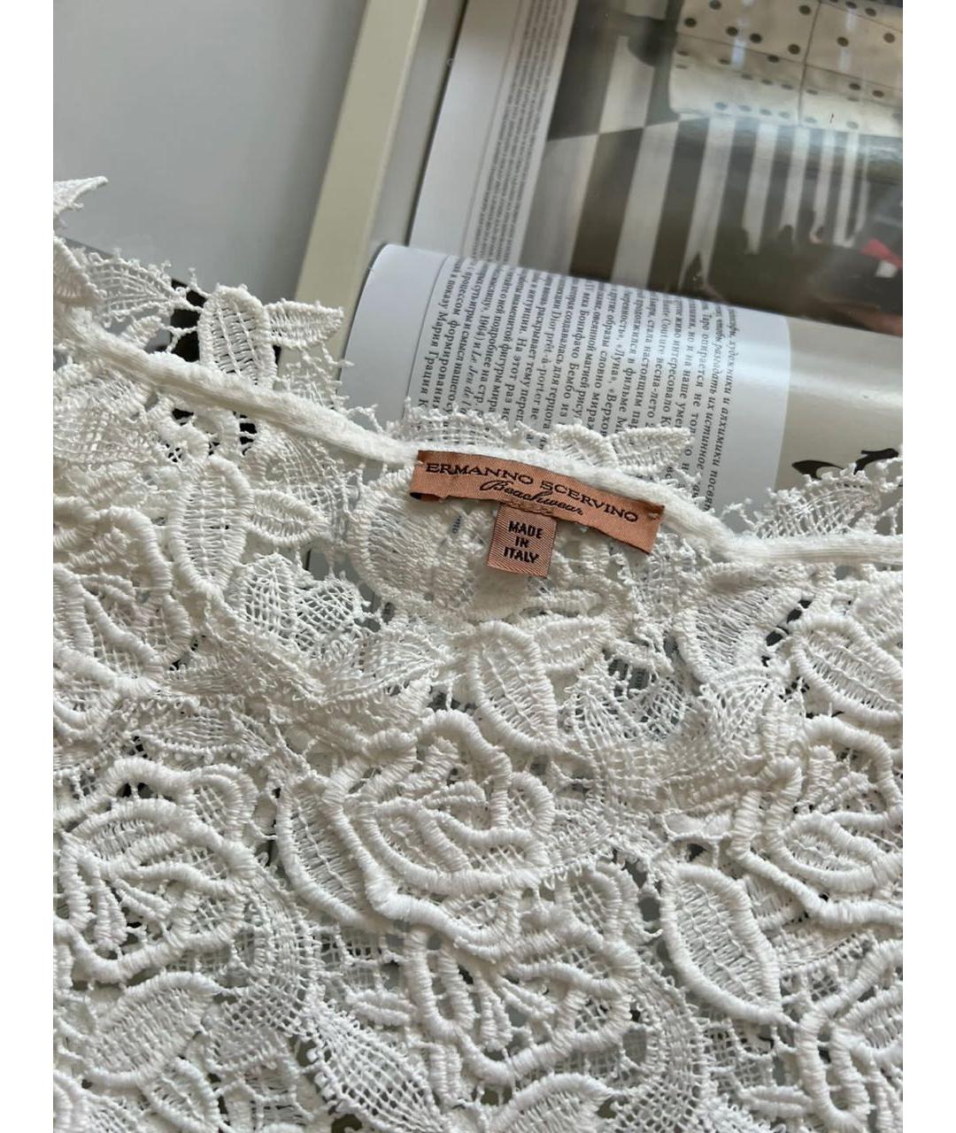 ERMANNO SCERVINO Белое полиэстеровое коктейльное платье, фото 5