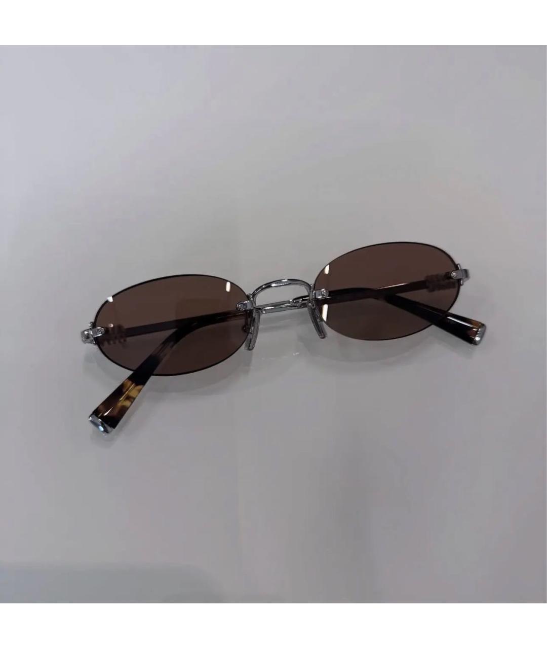 MIU MIU Коричневые металлические солнцезащитные очки, фото 4