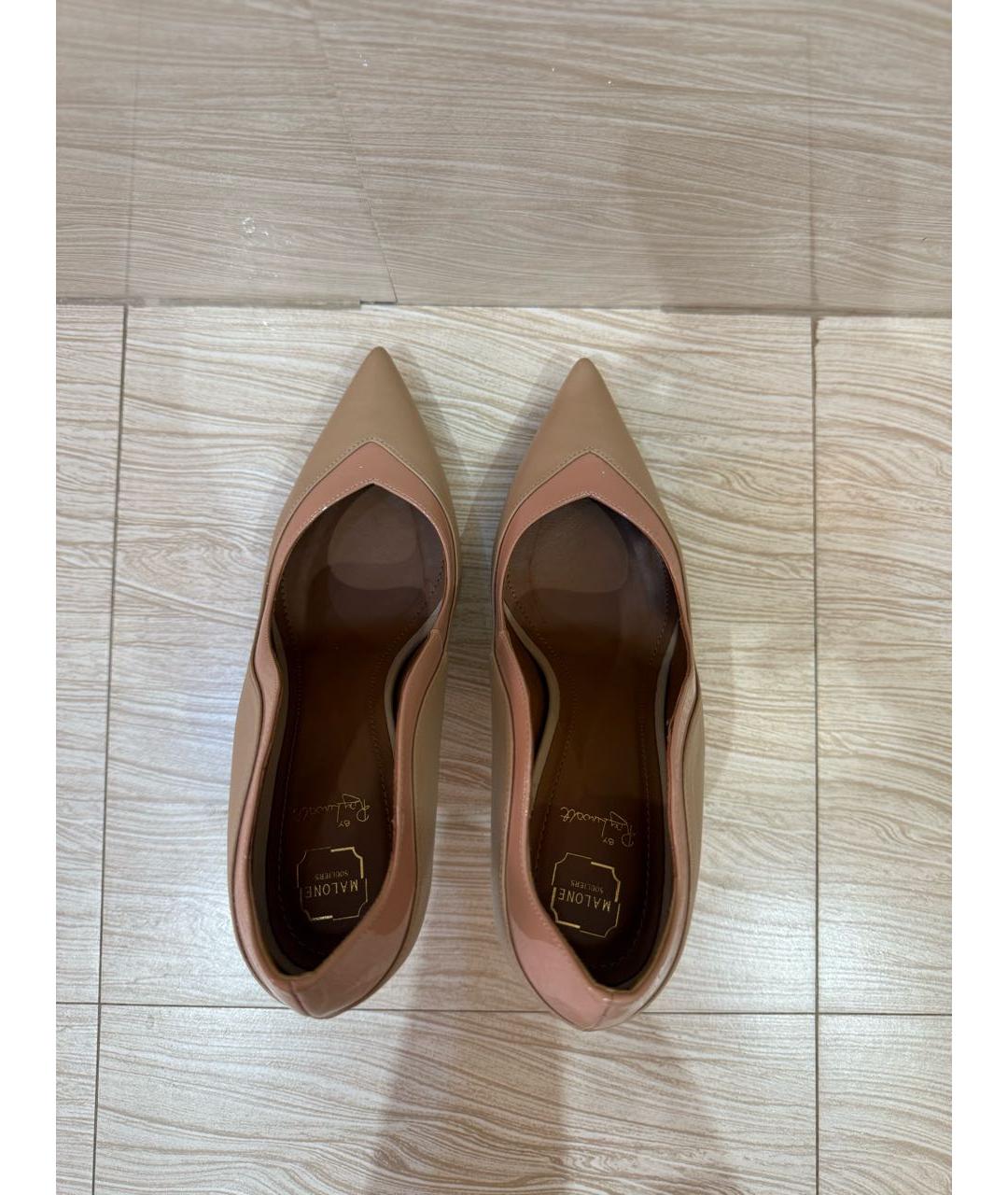MALONE SOULIERS Бежевые кожаные туфли, фото 3