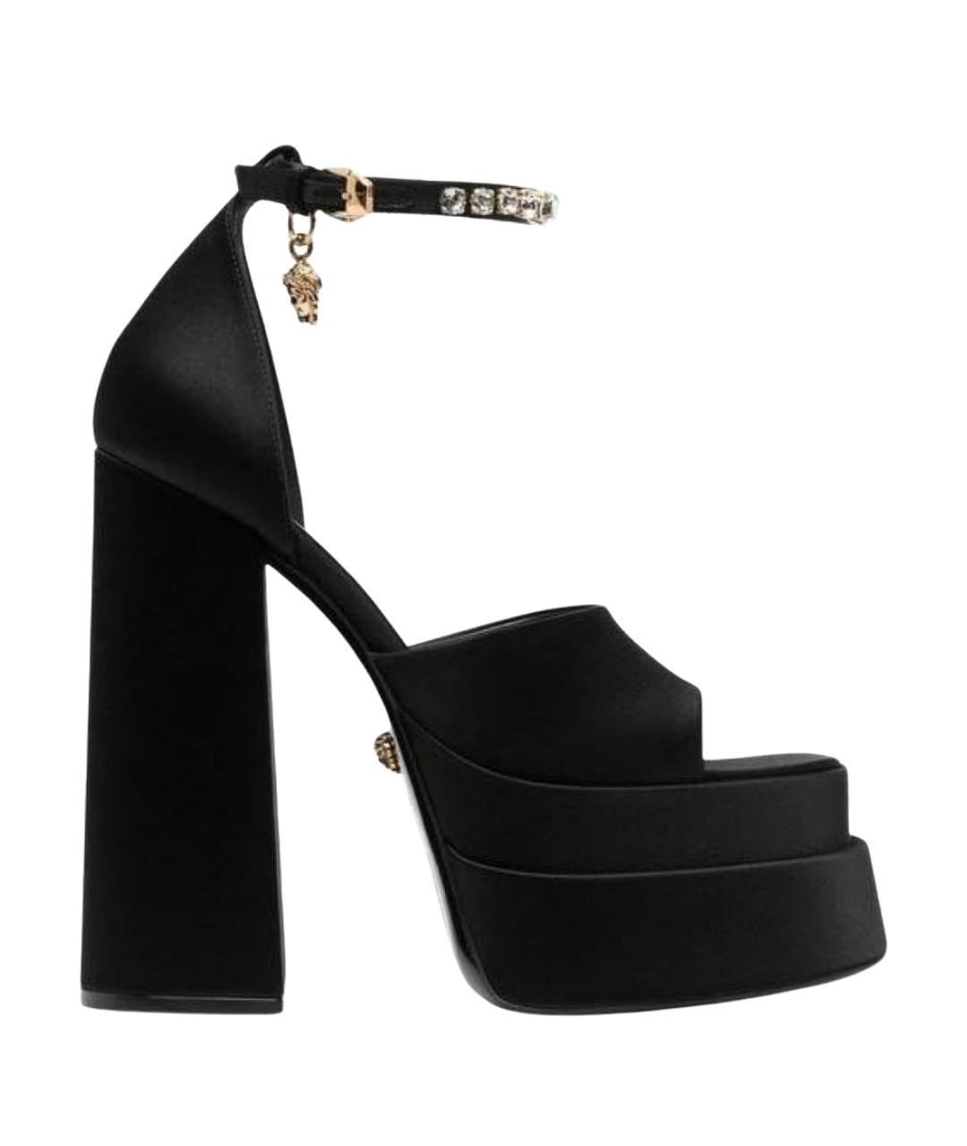 VERSACE Черные текстильные босоножки, фото 1