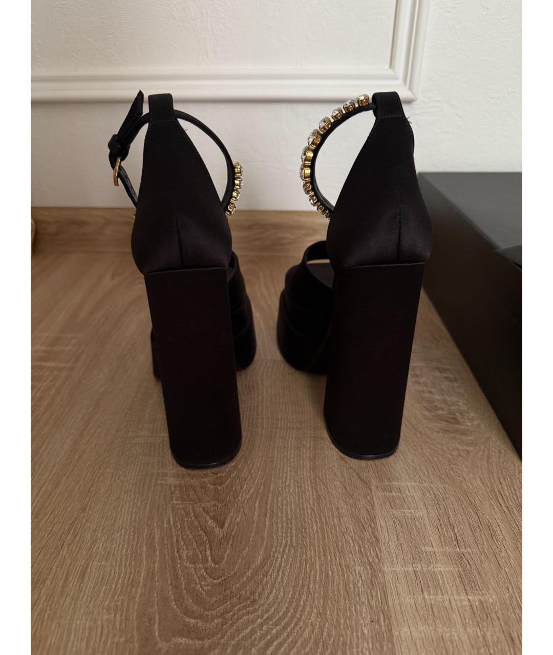 VERSACE Черные текстильные босоножки, фото 4