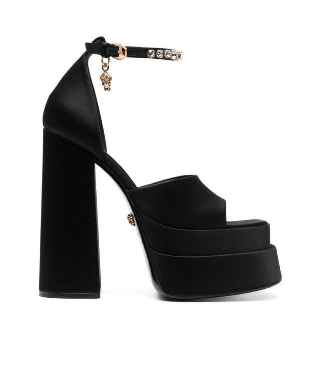 VERSACE Черные текстильные босоножки, фото 8