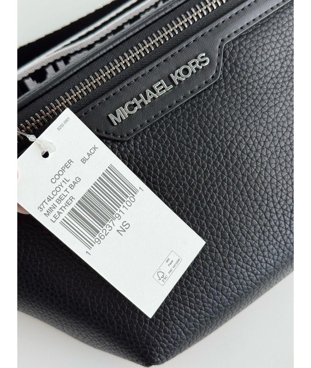 MICHAEL KORS Черная кожаная поясная сумка, фото 5