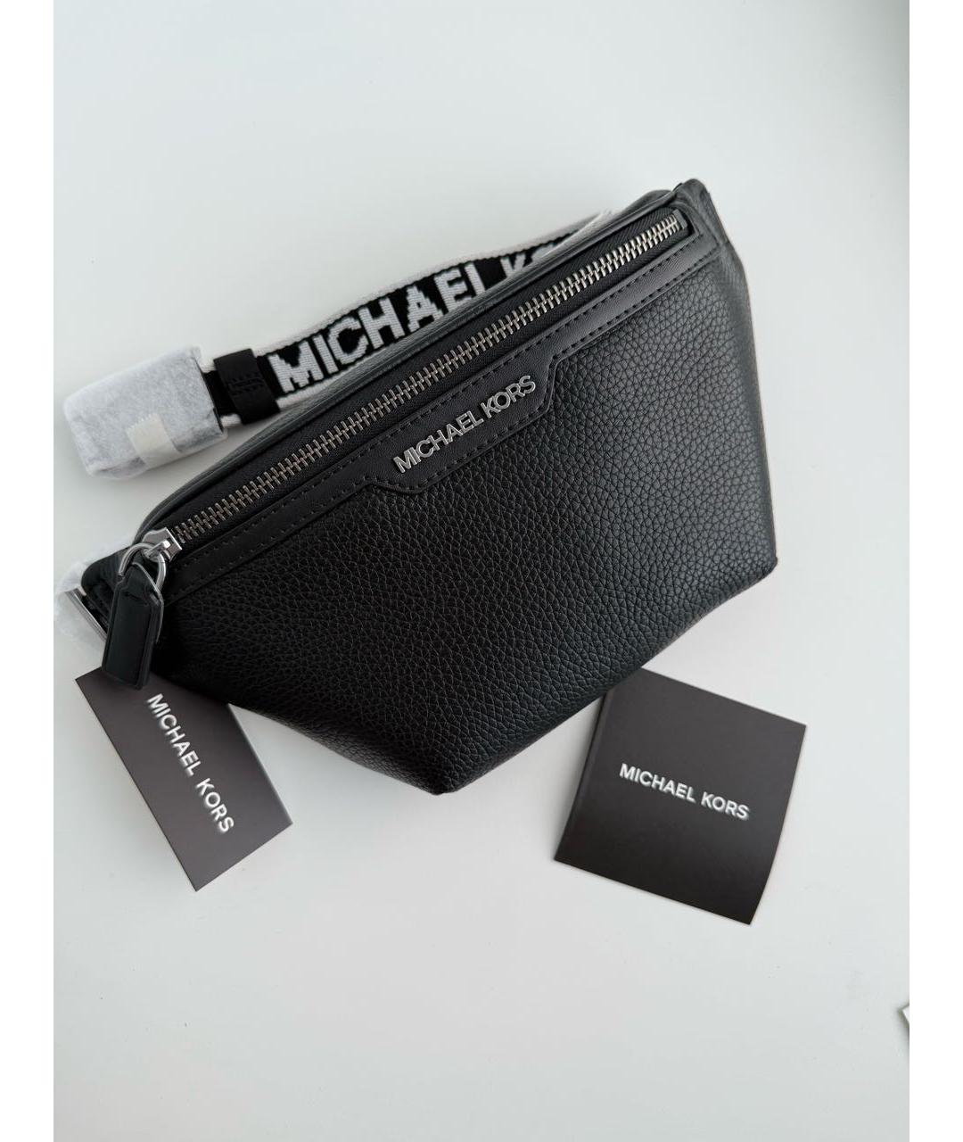 MICHAEL KORS Черная кожаная поясная сумка, фото 2