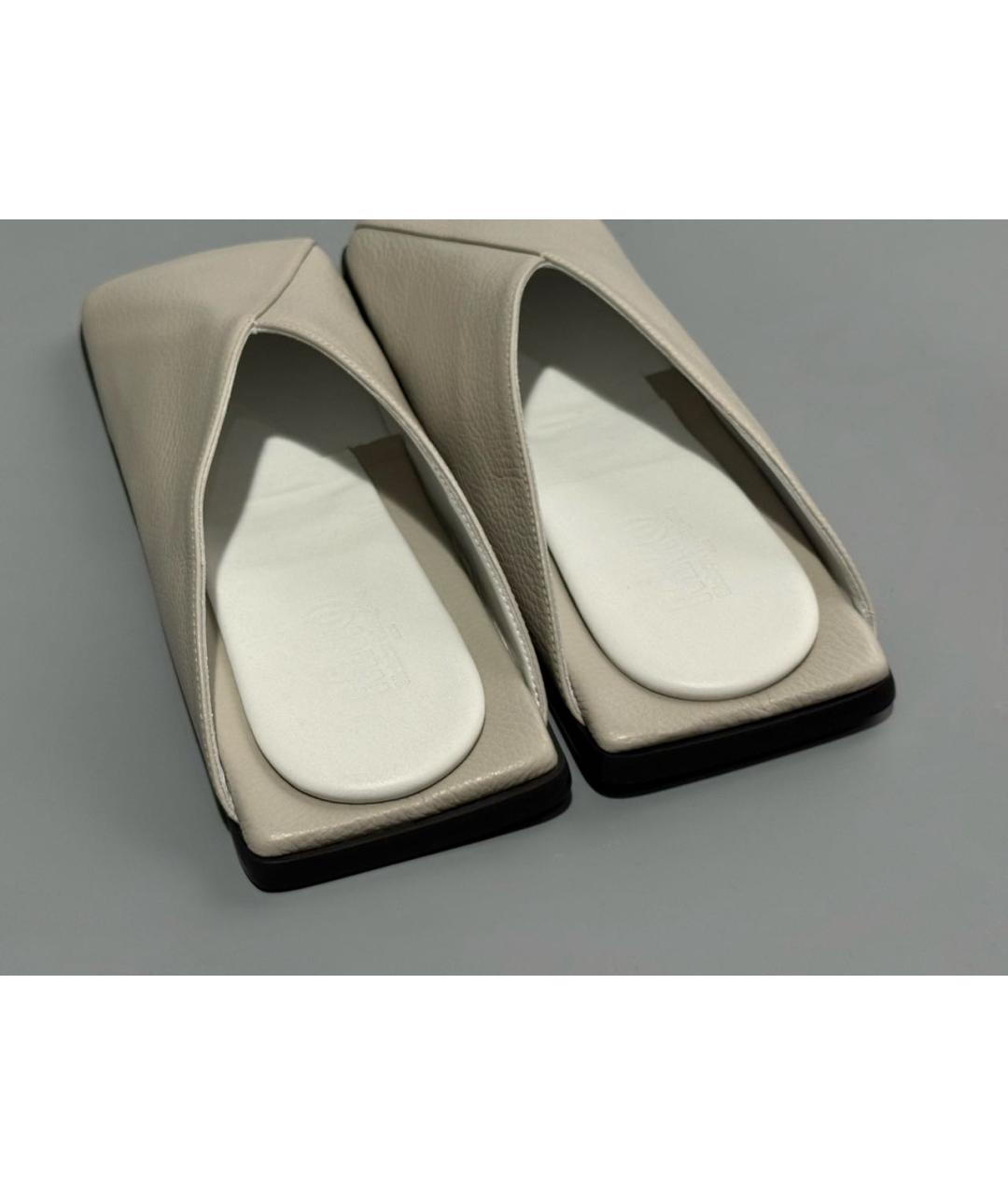 MM6 MAISON MARGIELA Серые кожаные сабо, фото 5