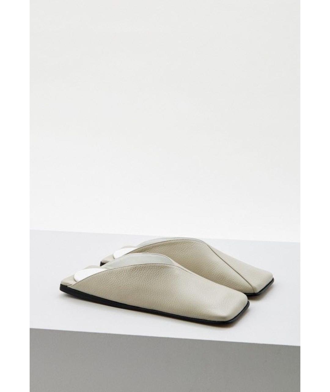 MM6 MAISON MARGIELA Серые кожаные сабо, фото 2