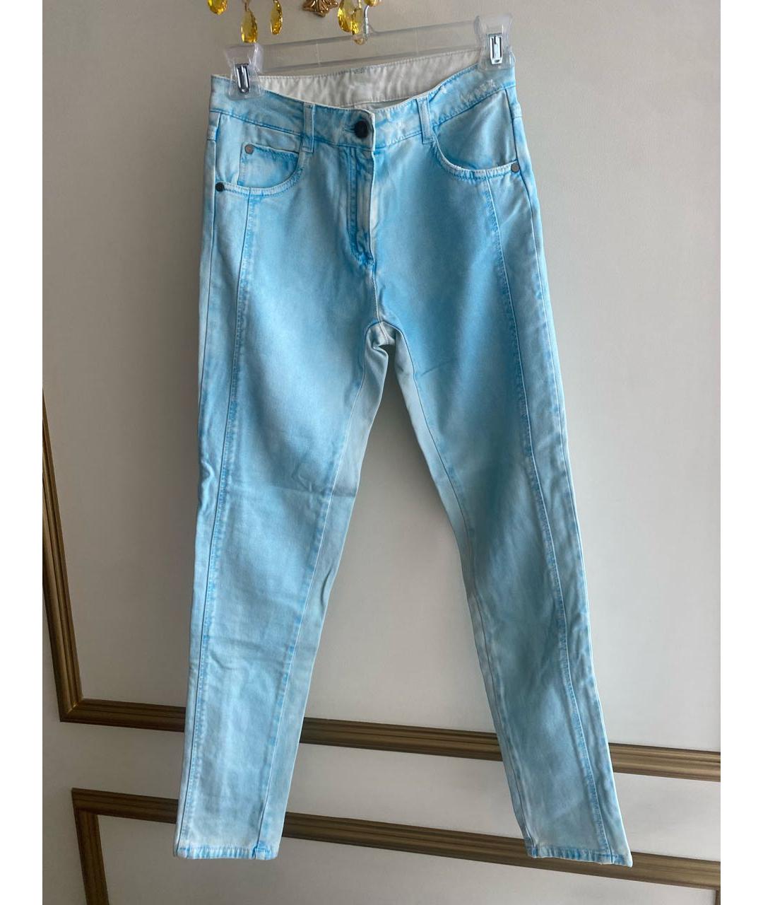 MM6 MAISON MARGIELA Бирюзовые хлопко-кашемировые джинсы слим, фото 5