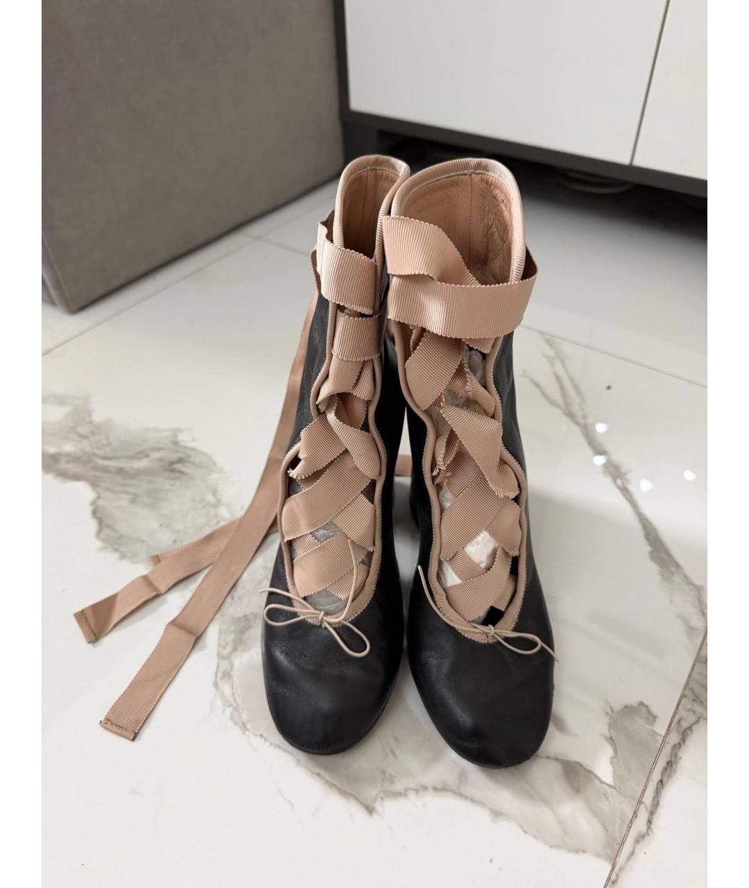 VALENTINO Черные кожаные полусапоги, фото 2