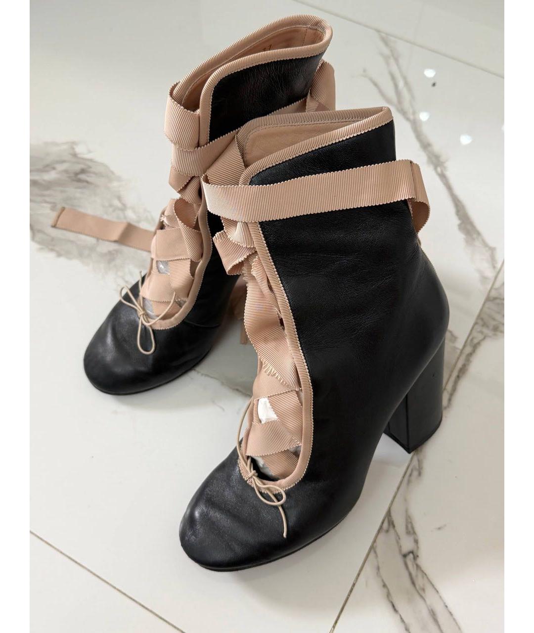 VALENTINO Черные кожаные полусапоги, фото 5